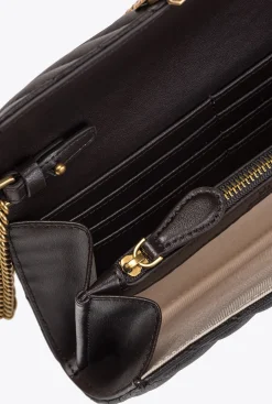 Portefeuilles|PINKO Portefeuille Love Bag One Wallet Chevron Marron Outrenoir-Or Antique
