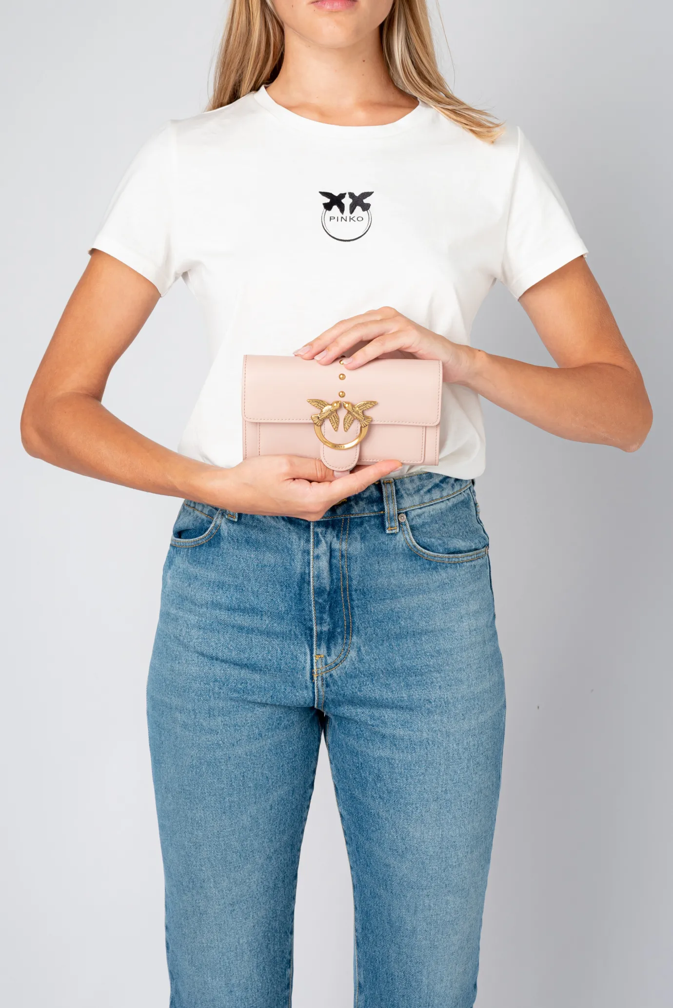 Sacs À Bandoulière|PINKO Portefeuille Love Bag Simply Rose/Rose Poudre-Or Antique