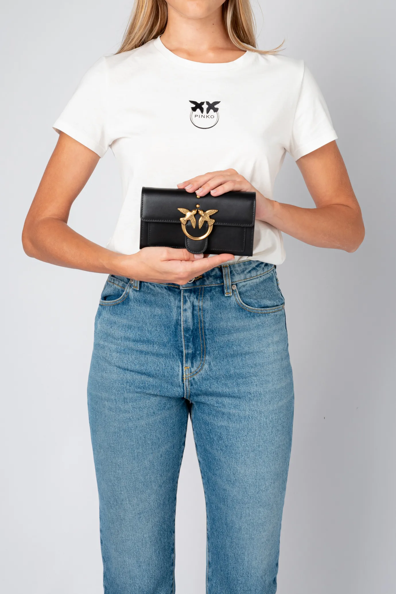 Sacs À Bandoulière|PINKO Portefeuille Love Bag Simply Noir-Vieil Or