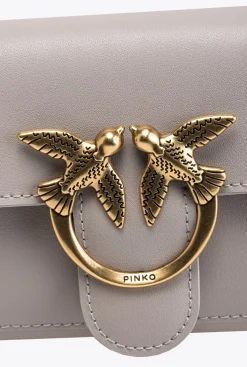 Sacs À Bandoulière|PINKO Portefeuille Love Bag Simply Gris Manchot-Or Antique