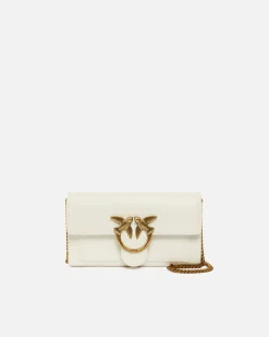 Sacs À Bandoulière|PINKO Portefeuille Love Bag Simply Blanc+Blanc-Or Antique
