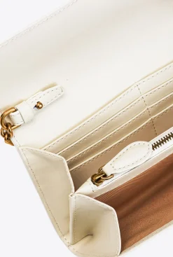 Sacs À Bandoulière|PINKO Portefeuille Love Bag Simply Blanc+Blanc-Or Antique