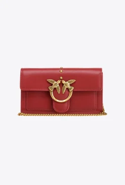 Sacs À Bandoulière|PINKO Portefeuille Love Bag Simply Rouge Rubis-Or Antique