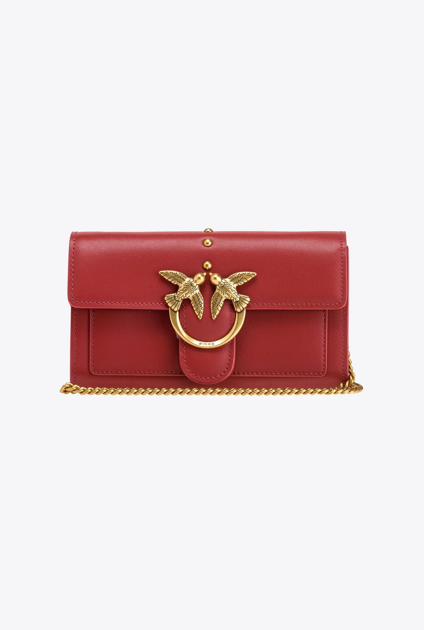Sacs À Bandoulière|PINKO Portefeuille Love Bag Simply Rouge Rubis-Or Antique