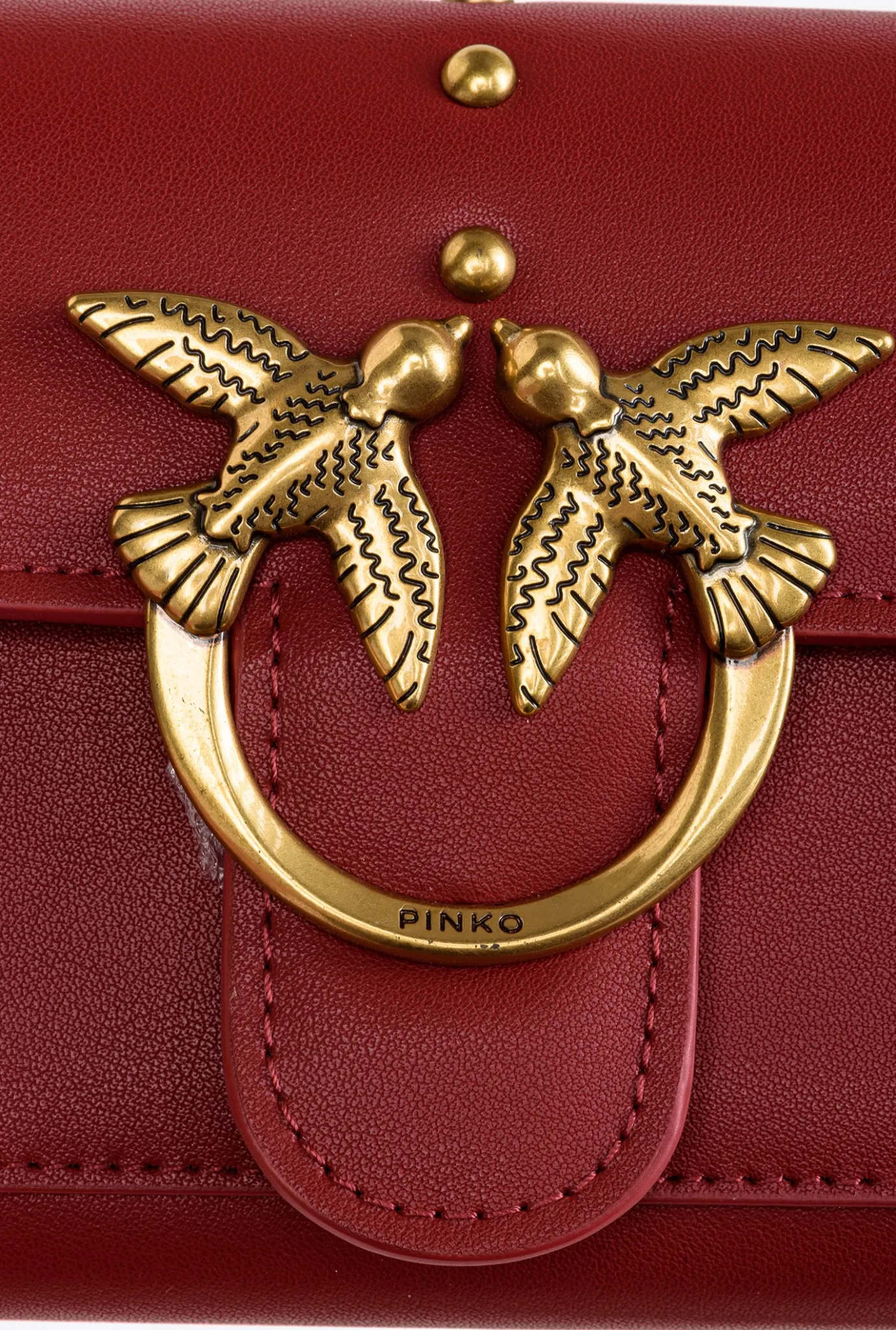 Sacs À Bandoulière|PINKO Portefeuille Love Bag Simply Rouge Rubis-Or Antique