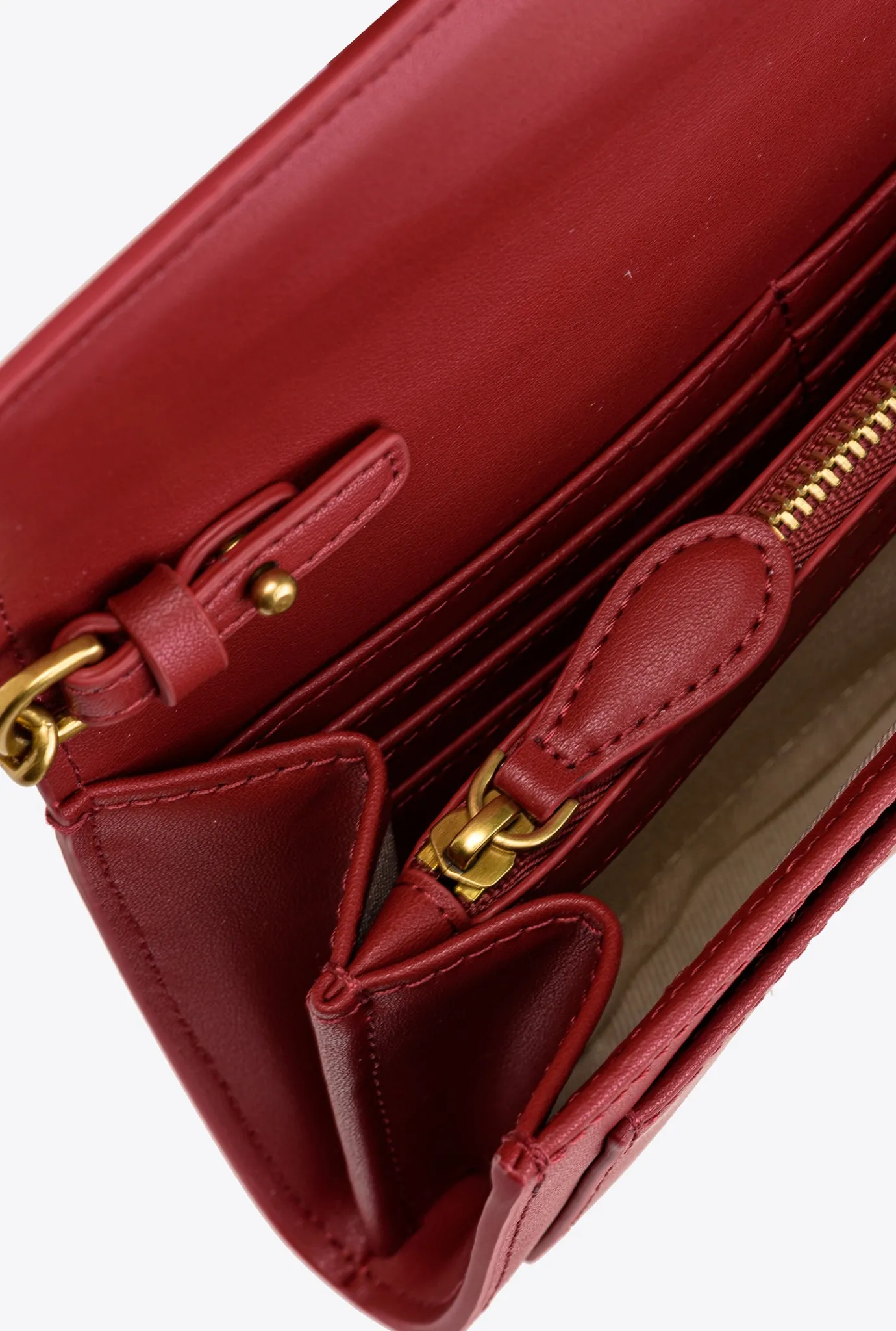 Sacs À Bandoulière|PINKO Portefeuille Love Bag Simply Rouge Rubis-Or Antique