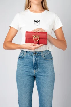 Sacs À Bandoulière|PINKO Portefeuille Love Bag Simply Rouge Rubis-Or Antique