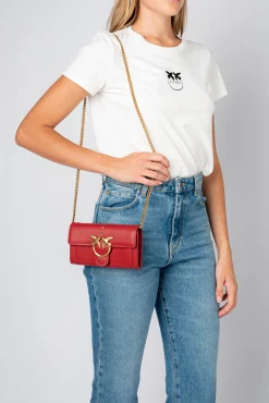 Sacs À Bandoulière|PINKO Portefeuille Love Bag Simply Rouge Rubis-Or Antique