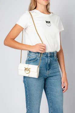 Sacs À Bandoulière|PINKO Portefeuille Love Bag Simply Blanc+Blanc-Or Antique