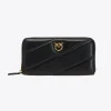 Maroquinerie|PINKO Portefeuille Matelasse A Contour Zippe Noir-Vieil Or