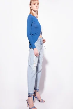 Pièces En Maille|PINKO Pull A Lacets Croises Bleu Imperial