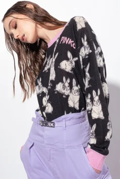 Pièces En Maille|PINKO Pull A Lapins Noir/Gris/Blanc