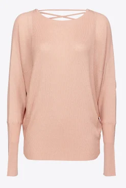Pièces En Maille|PINKO Pull Ample Avec Franges Au Dos Rose Argile