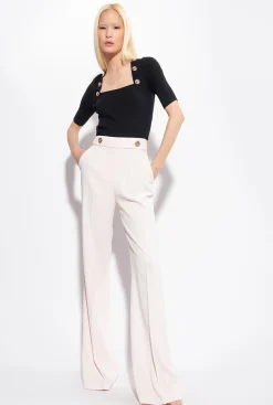 Tailleurs Et Ensembles|PINKO Pull Cotele A Boutons Dores Noir Limousine