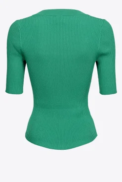 Pièces En Maille|PINKO Pull Cotele A Boutons Dores Amazonie