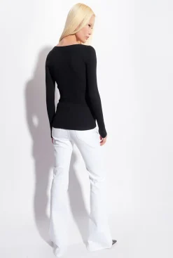 Pièces En Maille|PINKO Pull Cotele A Manches Longues Noir Limousine