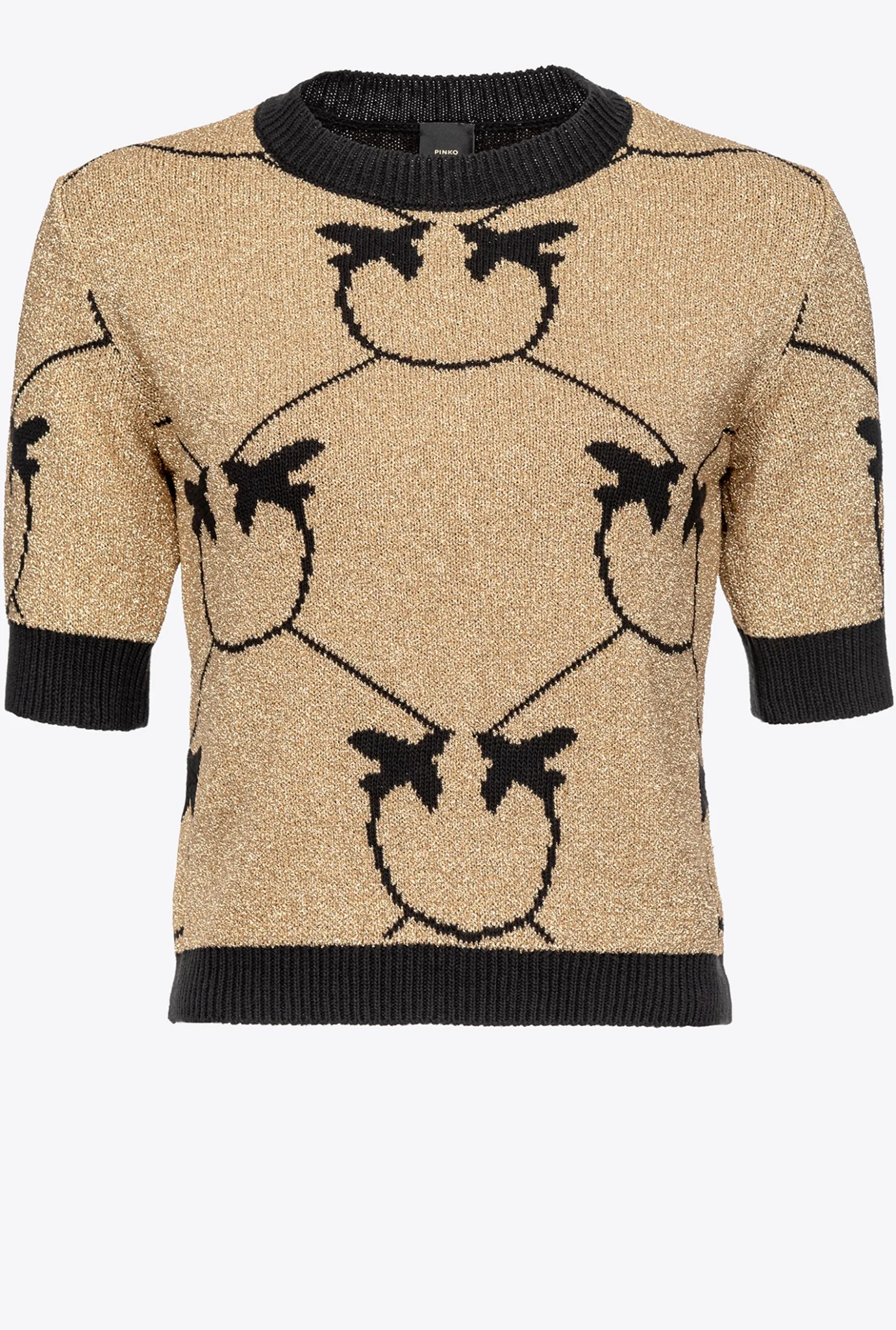 Tailleurs Et Ensembles|PINKO Pull Court En Jacquard Monogram Or/Noir