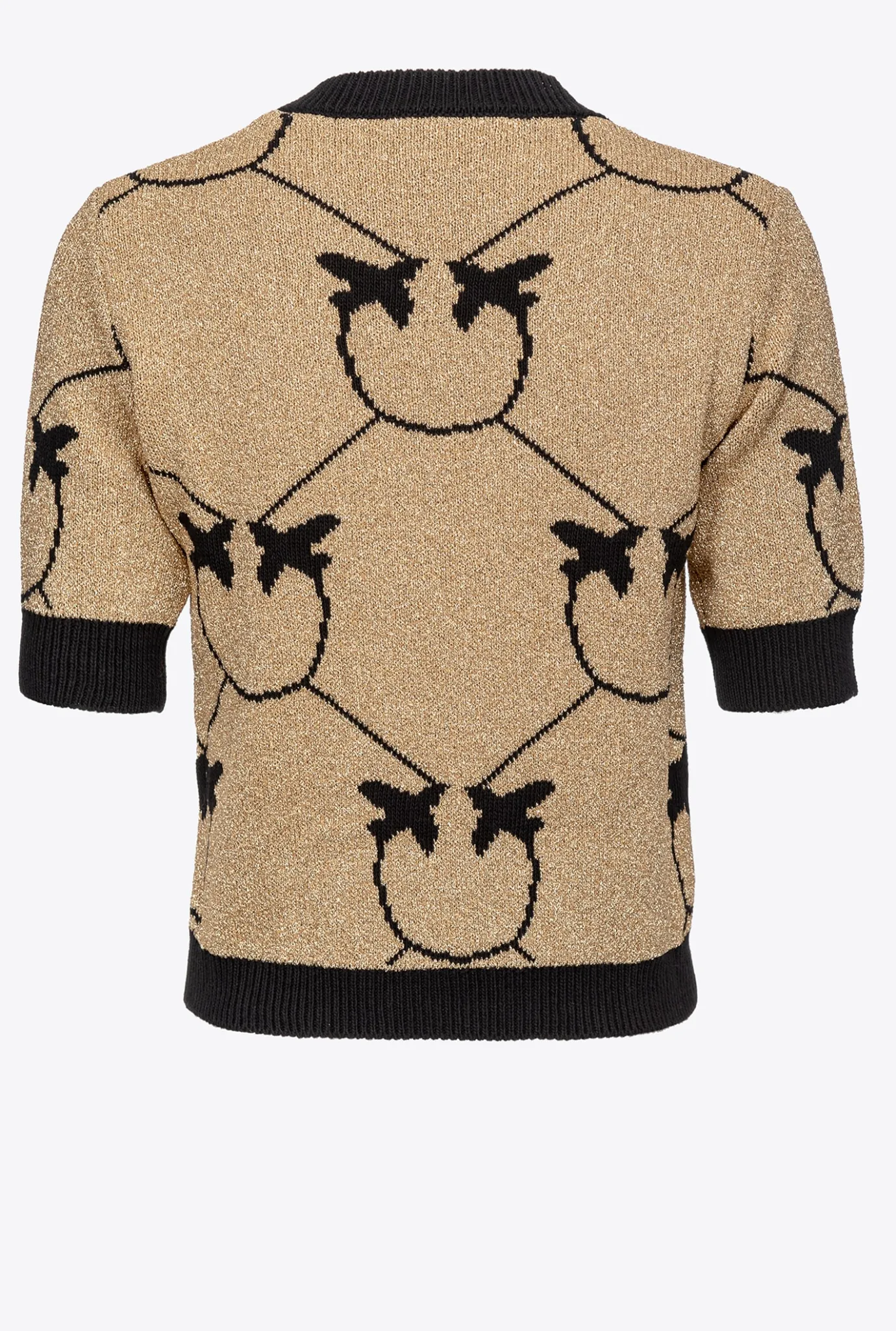 Tailleurs Et Ensembles|PINKO Pull Court En Jacquard Monogram Or/Noir
