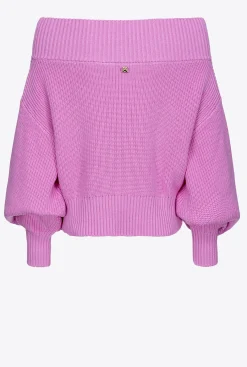 Pièces En Maille|PINKO Pull En Cotes Anglaises A Epaules Denudees Opera Mauve