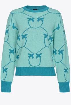 Pièces En Maille|PINKO Pull En Jacquard Monogram Vert D’Eau/Sarcelle