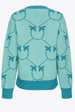 Pièces En Maille|PINKO Pull En Jacquard Monogram Vert D’Eau/Sarcelle
