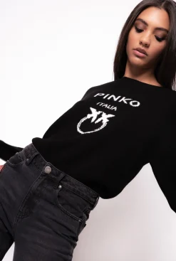 Pièces En Maille|PINKO Pull Love Birds Noir/Blanc