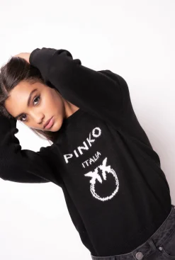 Pièces En Maille|PINKO Pull Love Birds Noir/Blanc