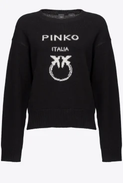 Pièces En Maille|PINKO Pull Love Birds Noir/Blanc