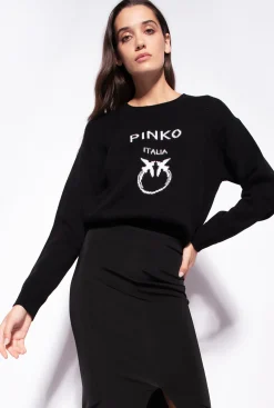 Pièces En Maille|PINKO Pull Love Birds Noir/Blanc