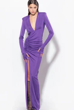 Robes|PINKO Robe Asymetrique Brillante Violet Pensee