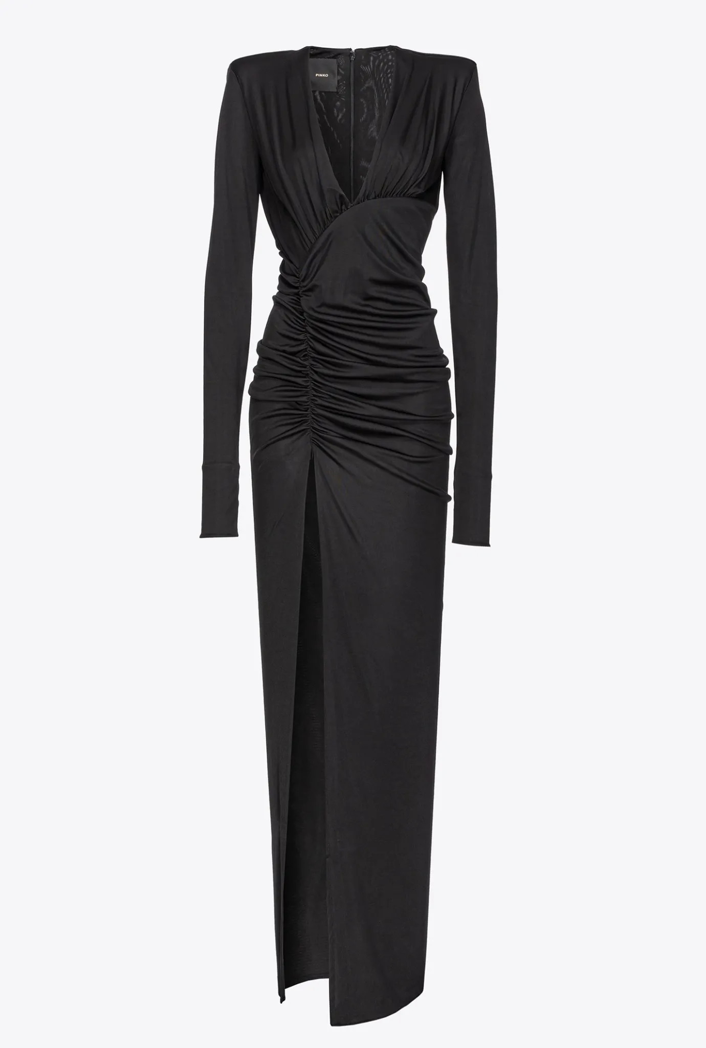 Robes|PINKO Robe Asymetrique Brillante Noir Limousine