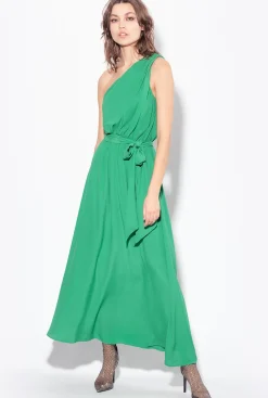 Robes|PINKO Robe Asymetrique En Crepe Marocain Amazonie