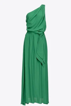 Robes|PINKO Robe Asymetrique En Crepe Marocain Amazonie