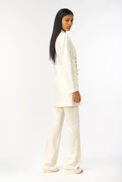 Vestes|PINKO Robe Blazer A Lacets Rose Fume Blanc