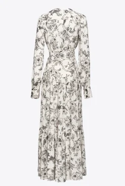 Robes|PINKO Robe Chemise A Imprime Tatouage Beurre/Noir