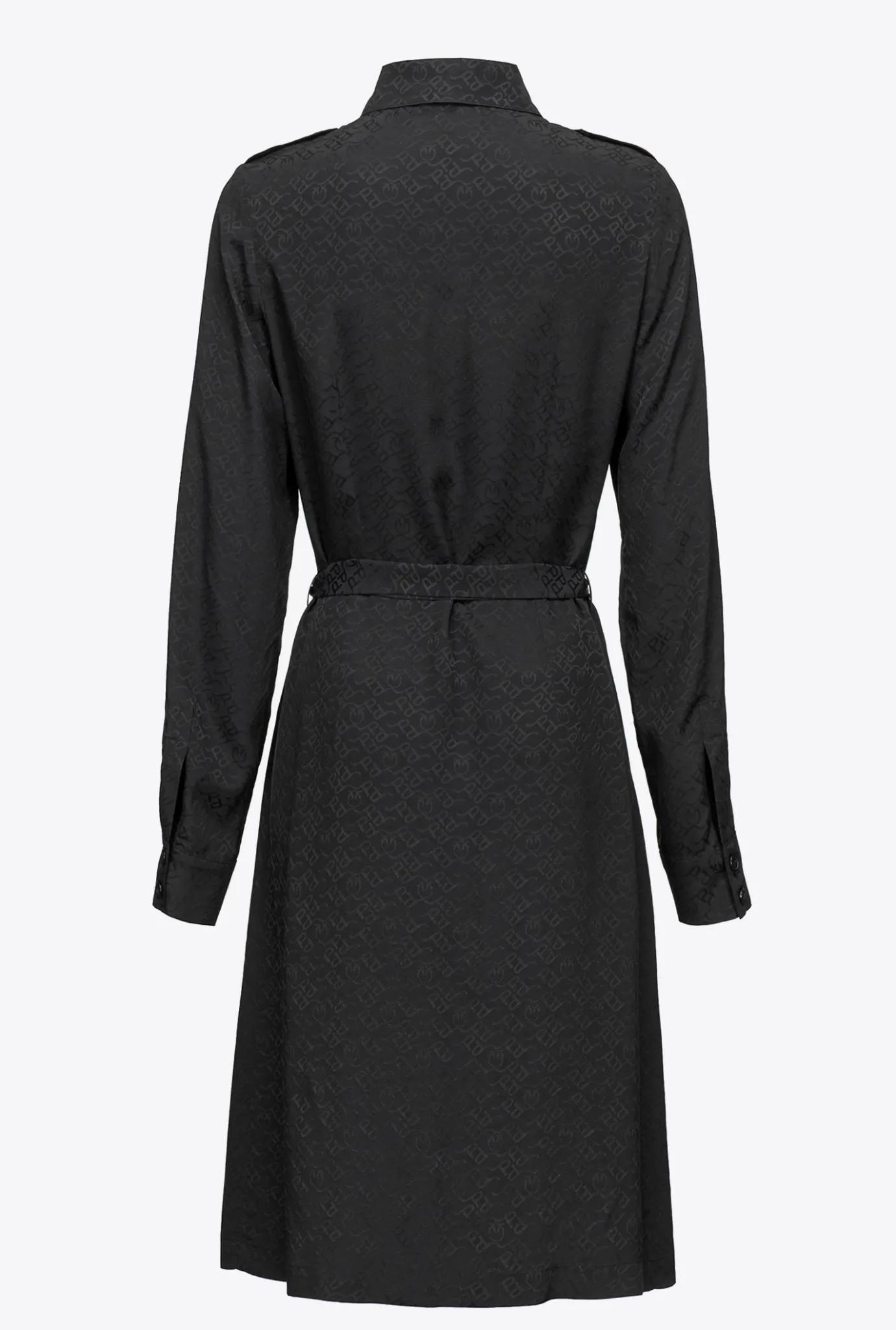 Robes|PINKO Robe Chemise En Jacquard A Logo Noir Limousine