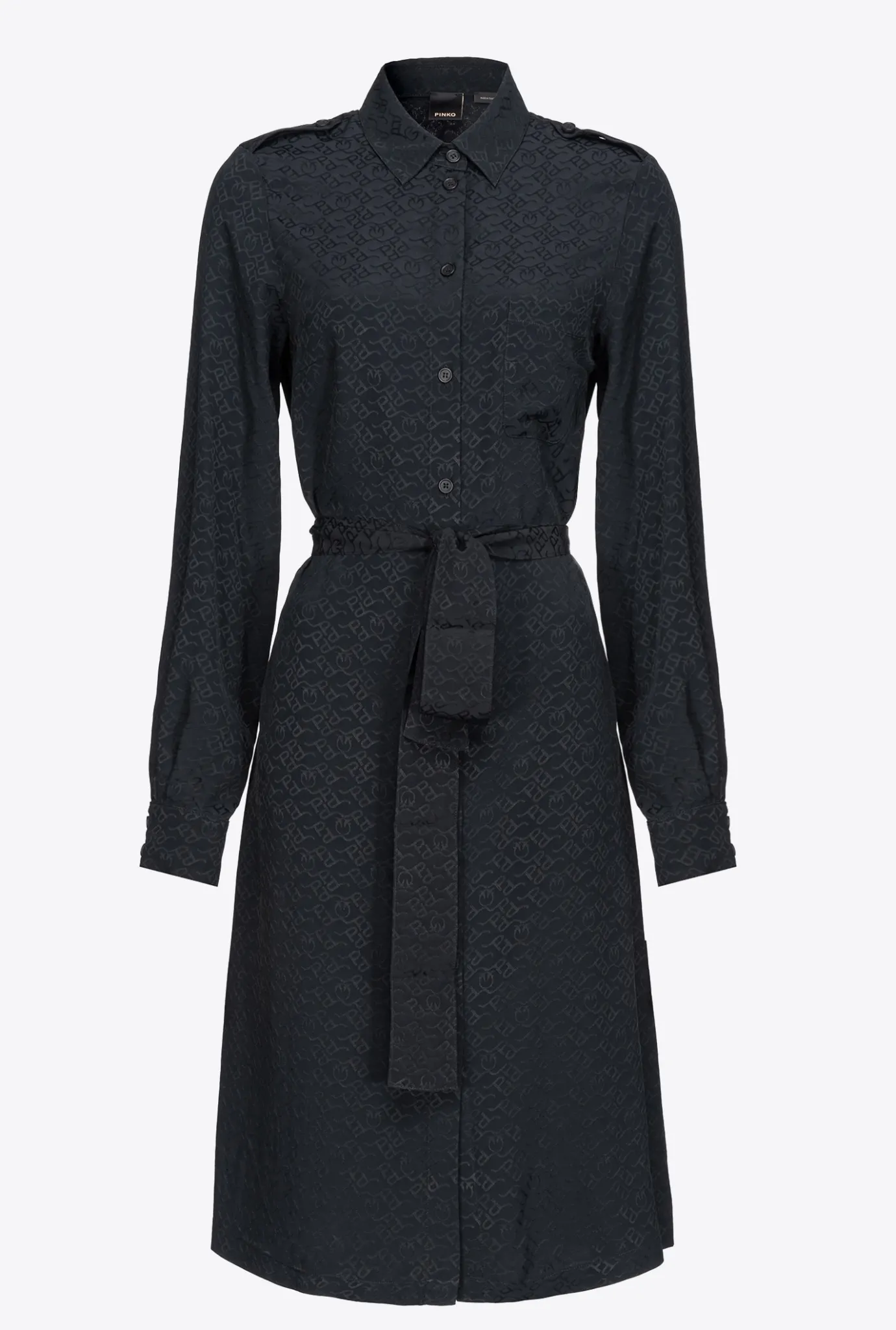 Chemises Et Blouses|PINKO Robe Chemise En Jacquard A Logo Noir Limousine