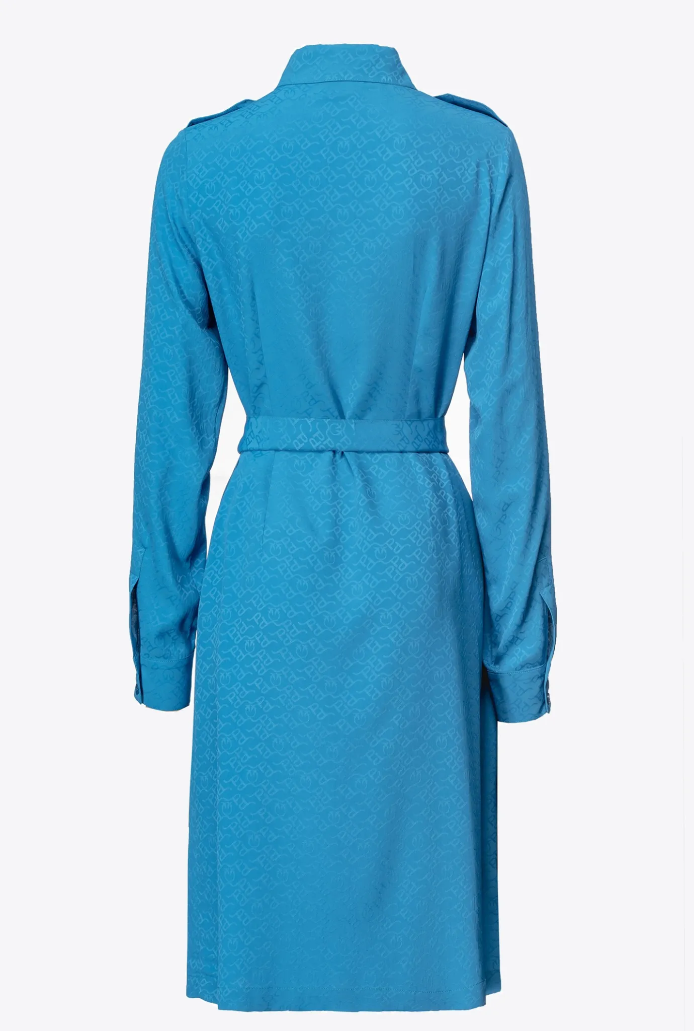 Robes|PINKO Robe Chemise En Jacquard A Logo Bleu Directoire