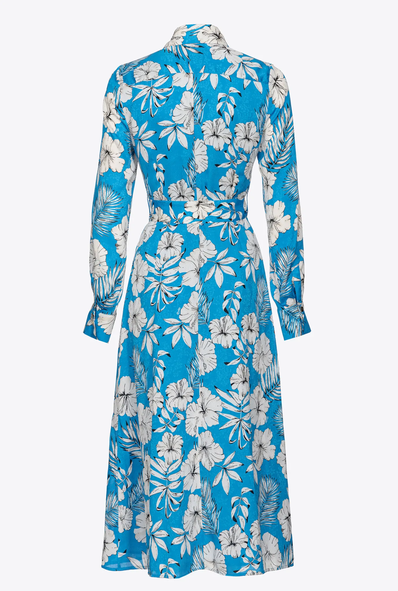 Robes|PINKO Robe Chemise Fleur Graphique Turquoise/Beurre/Noir