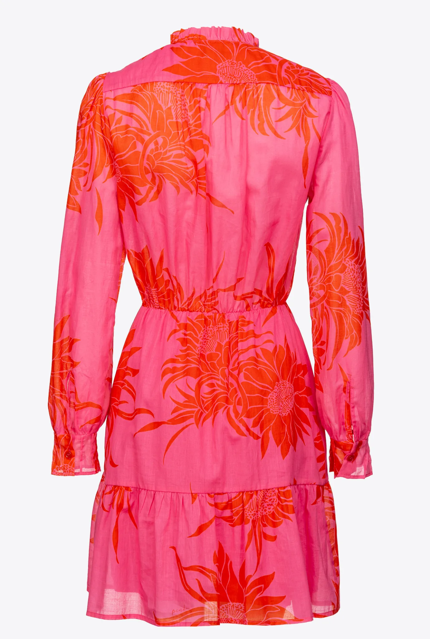 Robes|PINKO Robe Courte A Imprime Grande Fleur Rose/Rouge