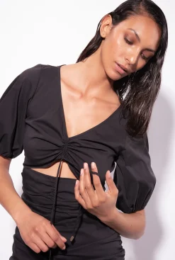 Robes|PINKO Robe Courte En Popeline Noir Limousine