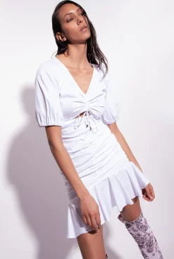 Robes|PINKO Robe Courte En Popeline Blanc Brill.