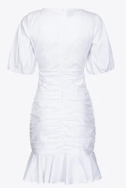 Robes|PINKO Robe Courte En Popeline Blanc Brill.