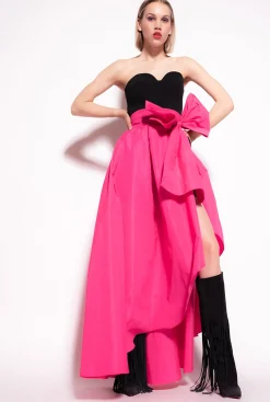 Robes|PINKO Robe Deux-Pièces Avec Combishort Noir/Fuchsia