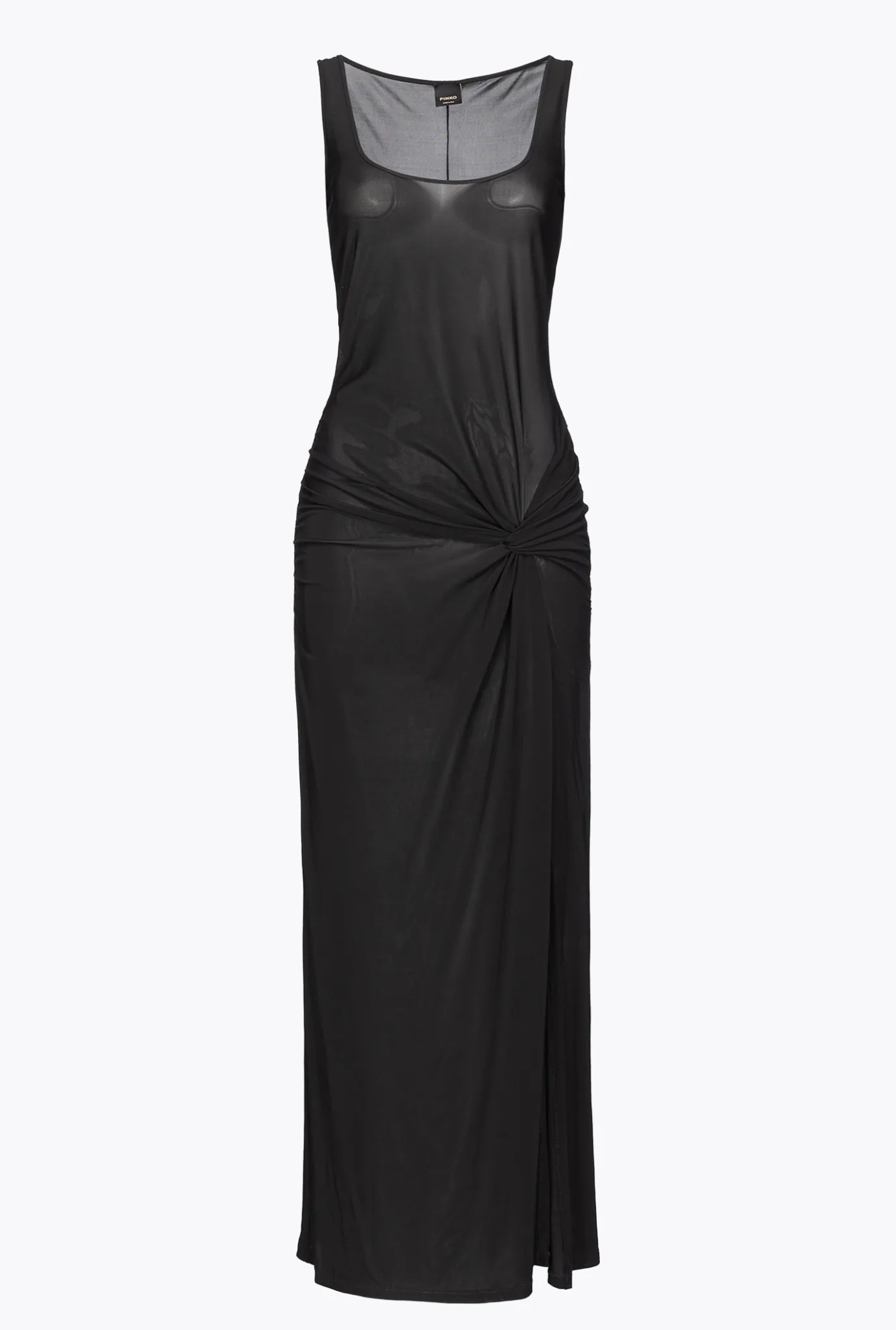 Robes|PINKO Robe Drapee Fendue En Jersey Noir Limousine