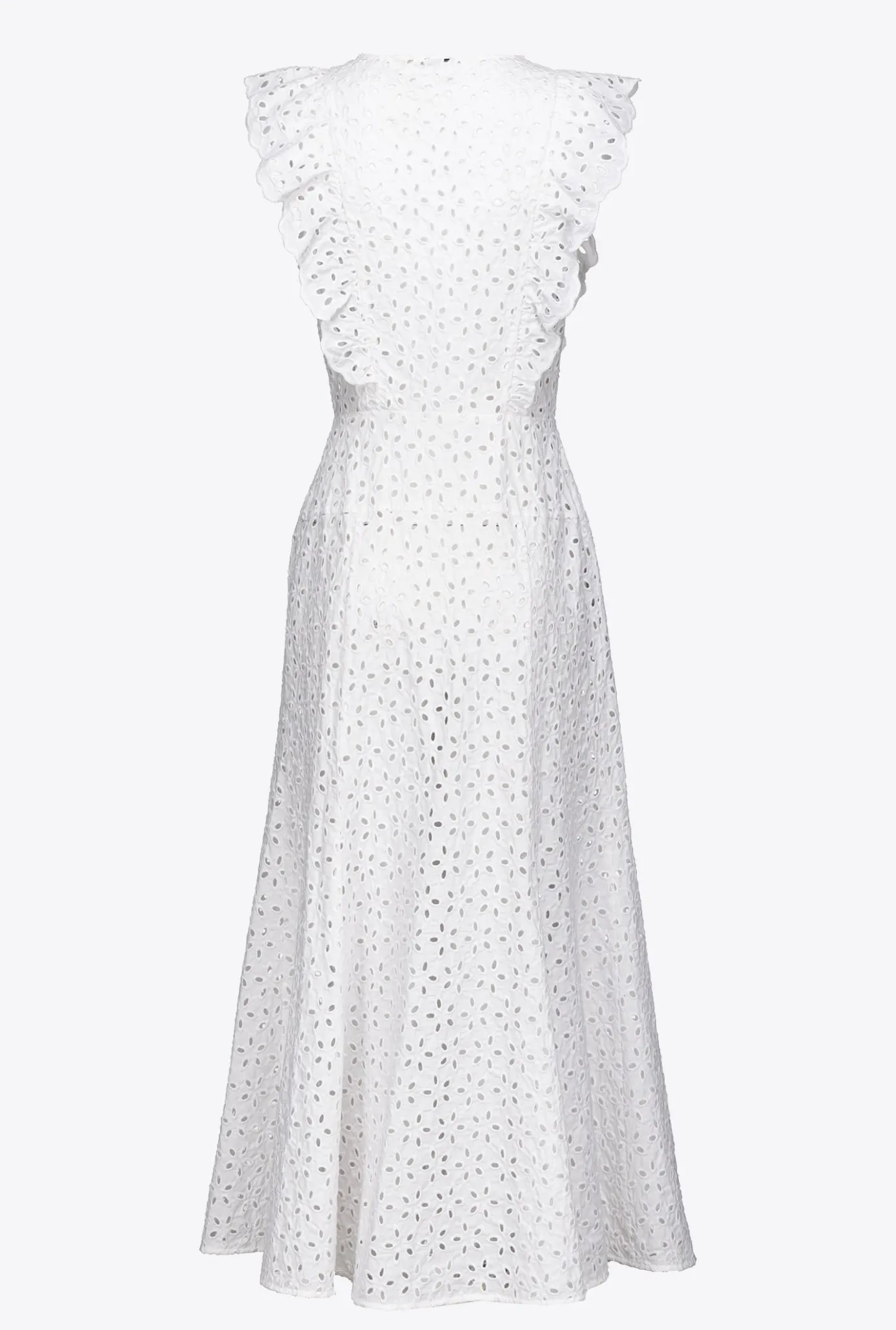 Robes|PINKO Robe En Broderie Anglaise De Coton Blanc Brill.