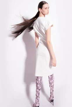 Tailleurs Et Ensembles|PINKO Robe En Lin Boutonnee Blanc Nimbus