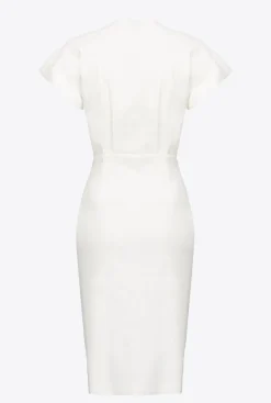 Tailleurs Et Ensembles|PINKO Robe En Lin Boutonnee Blanc Nimbus