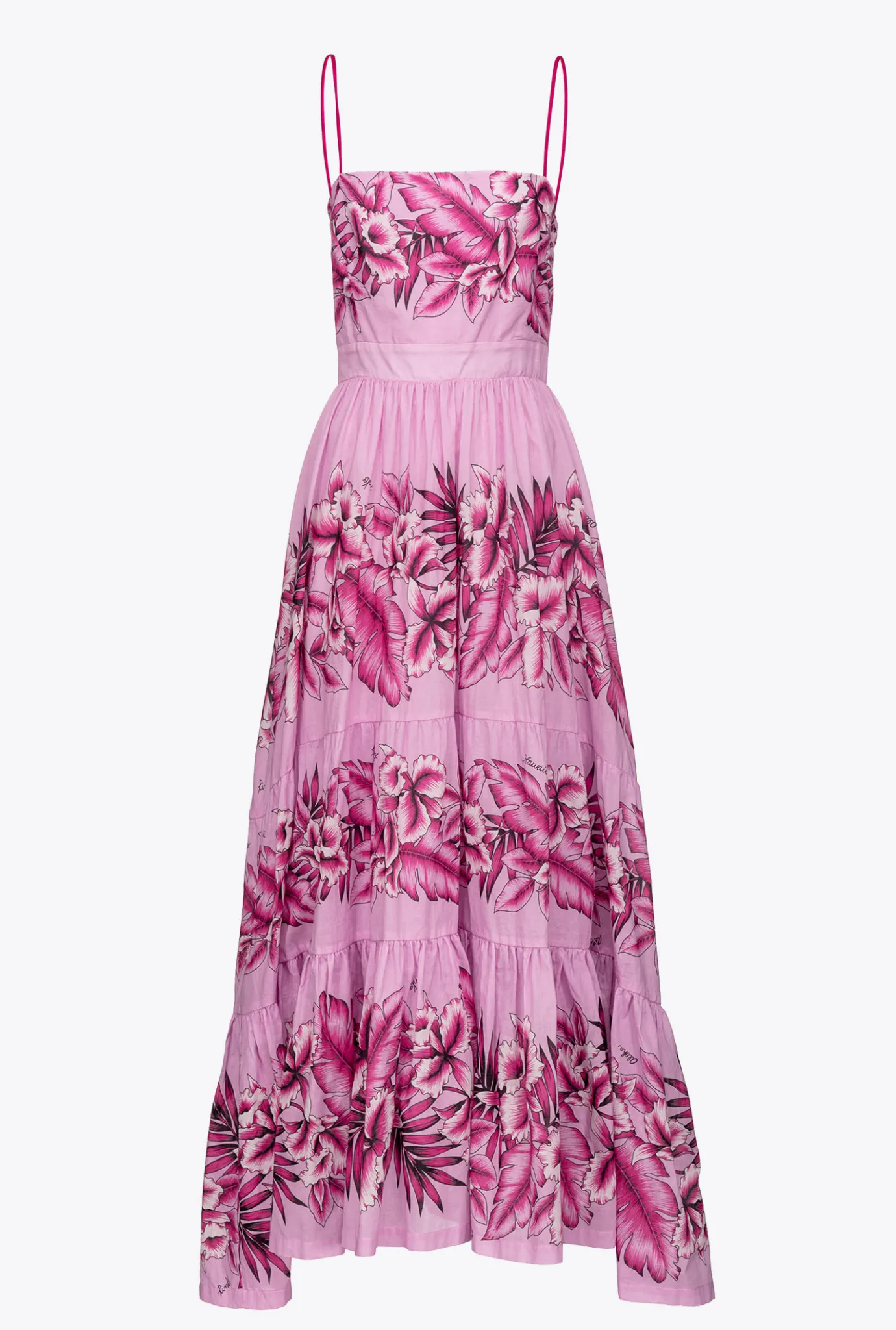 Robes|PINKO Robe En Mousseline A Imprime Tropical Pluie Du Soir