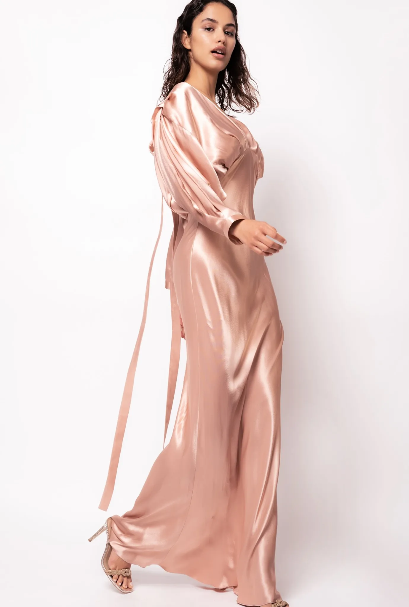 Robes|PINKO Robe En Satin Avec Noeud Rose Camee